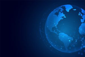 Technology earth with network connection background