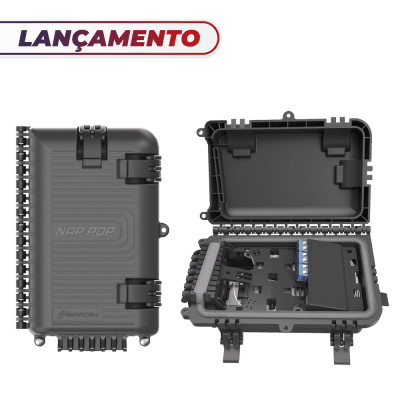 CAIXA TERMINAL ÓPTICA CTO 1X4 SC UPC NAP POP 8 COM SPLITTER DESBALANCEADO 1X2